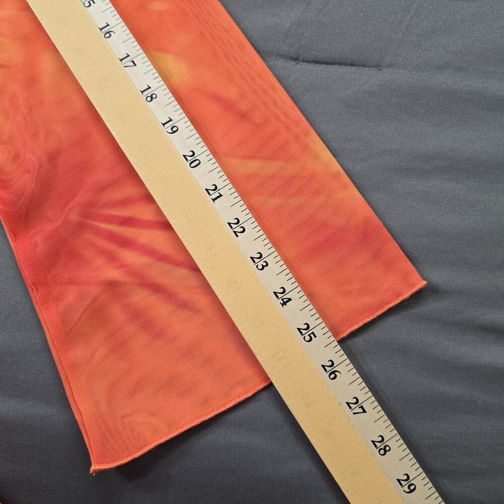 CAROLINE CONSTAS Mesh Midi Dress Cover Up M Orange with Red & Yellow Tie‑Dye New - Picture 9 of 13